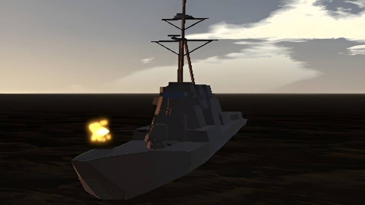 USS Gravely firing cannon
